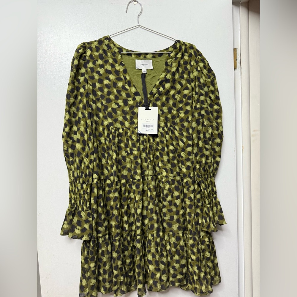 Pomander Place Green and Black Patterned Dress